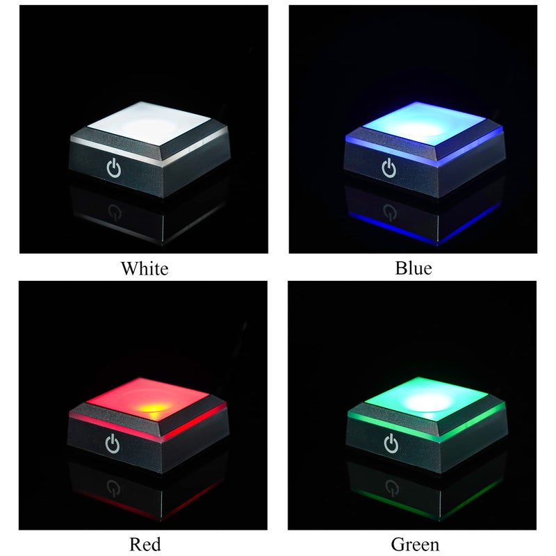 ZEERSHEE Multicolor LED Light Base for Crystal Art Square Light Base for Acrylic 3D Glass Resin Art Color Show Stand Colorful Lighted Square Display Stand Battery/USB Power - Image 2